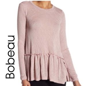 🎁 2 for $18 Bobeau Peplum long sleeve knit Top